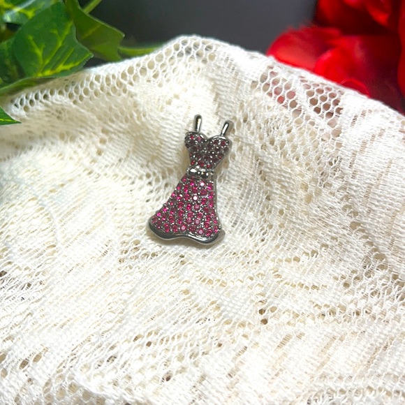 Swarovski crystals pin brooch dress pink silver - Picture 6 of 8